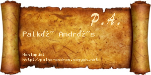 Palkó András névjegykártya